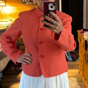 Talbots Women's Orange Tailored Button-Front Jacket Size 12